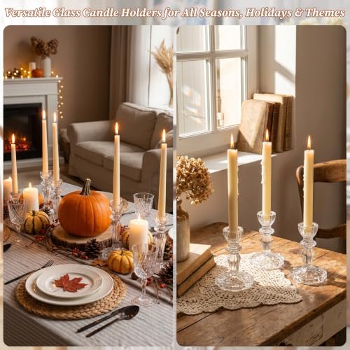 10 Pcs Clear Glass Taper Candle Holders Bulk Versatile Clear Glass Candlestick Holder Set of 10 Glass Candle Holder Candle Sticks Holder Decor for Holidays, Wedding, Birthday & Home Table Accents - Image 2