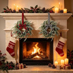 6 Pcs Mini Christmas Wreaths for Kitchen Cabinet Front Door with Ribbon Bow - Image 4