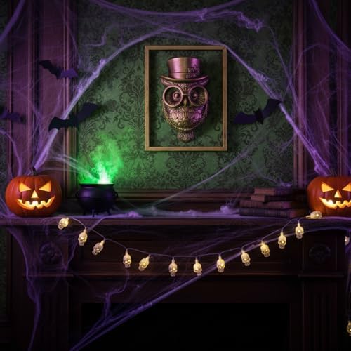 Newinhome Animal Heads Wall Decor (Includes Metal Frame) Halloween Resin Animals Sculptures Head Wall Hanging Decoration Gold vintage Wall Sculpture for Living Room Bedroom Office(Owl) - Image 5