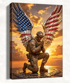 July 4th Patriotic Canvas Wall Art 4th of July USA Decorations American Flag Angel Soldier Picture Wall Decor Independence Day Home Decor 20x24in by HomeifHue