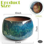 Reactive Glaze Peacock Color 11" Ceramic Plant Pot，Large Flower Pot Planter - Image 5