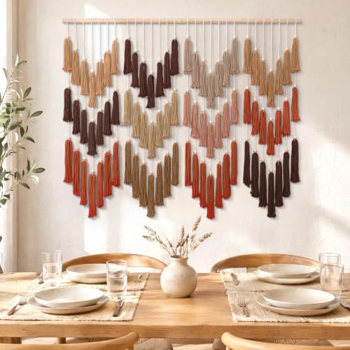 Large Macrame Wall Hanging Brown Dip-Dyed Tapestry Bohemian Chic Wall Art - Image 5
