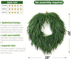 28" Norfolk Pine Christmas Wreath for Front Door – Large Artificial Greenery Wreath for Wall, Porch, or Indoor Outdoor Holiday Decor – Real Touch Pine Foliage (1, 28") - Image 5