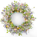 J'FLORU Artificial Easter Wreath 22 Inch Easter Wreaths for Front Door Colorful Egg Wreath with Flowers Green Leaves for Door Wall Porch Farmhouse Decor by JFLORU
