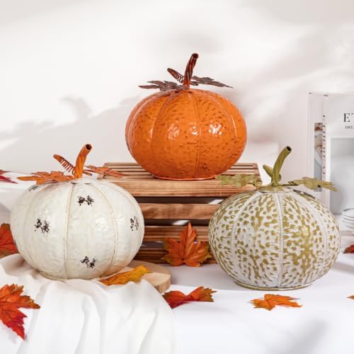 Metallic Fall Pumpkin Decor, Handcrafted Harvest Autumn Table Accent - Image 4