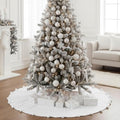 Libima Large White Faux Fur Christmas Tree Skirt with Pom Poms,60 Inch by Libima