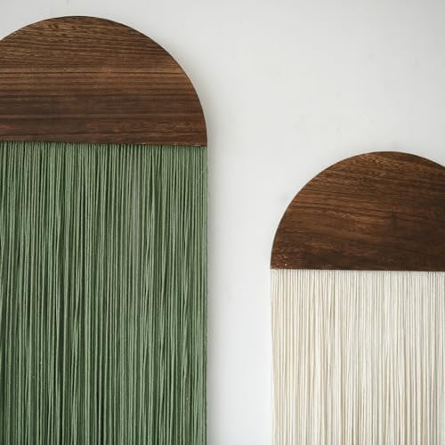 2Pcs Macrame Wall Hanging Boho Decor yarn Handmade Round Tassel 13.7"W*51"L - Image 7