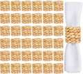 Hsei 48 Pcs Woven Napkin Rings Round Water Hyacinth Rattan Napkin Ring Bulk by Hsei