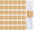 Hsei 48 Pcs Woven Napkin Rings Round Water Hyacinth Rattan Napkin Ring Bulk by Hsei