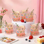 Maxcheck 6 Pack 12 oz Valentines Day Heart Glass Coffee Mugs with Handle by Maxcheck