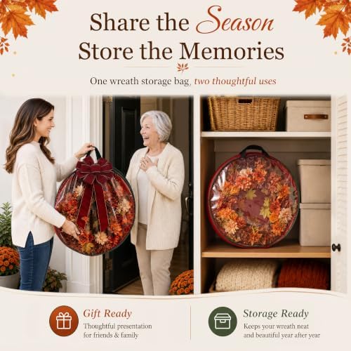 24 Inch Fall Wreaths for Front Door, Autumn Flower Wreath - Image 6