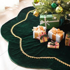 Arrowbash Green 72 Inch Christmas Tree Skirt Velvet Scallop Ddge - Image 2