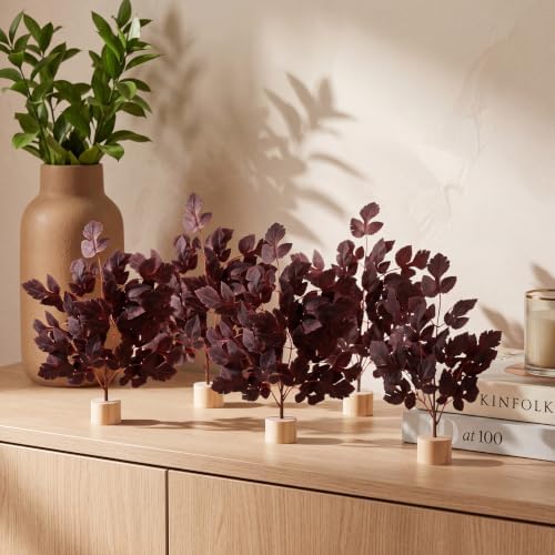 Soulchen 6 Pcs Artificial Cimicifuga Tree 12'' Mini Tabletop Fall Tree - Image 4