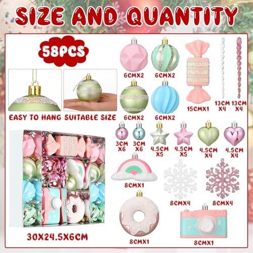 Halloscume 58 Pcs Christmas Tree Ornament Dessert Cupcake Candy, Lovely - Image 2
