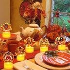 12 PCS Thanksgiving Table Decorations Turkey Tea Lights Candles, Battery Operated Thanksgiving LED Flameless Tealight Candles Thanksgiving Turkey Centerpieces Decorations for Home Indoor Kitchen Party - Image 4