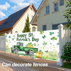 St. Patrick’s Day Garage Door Banner 7x16FT, Green Truck & Shamrocks Garage Door Cover, Festive Outdoor Decoration for St. Patrick’s Day Parties and Yard - Image 5