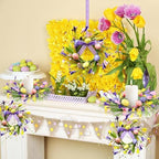Pillar Candle Ring Wreaths Mini Purple Lavender Table Centerpieces Wreath 9 Inch Wreath for Cabinets Artificial Farmhouse Lavender Wreaths for Front Door Porch Wall Window (6, Easter-2) - Image 5