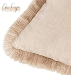 Foindtower Decorative Linen Fringe Throw Pillow Covers 26×26 Inch,Tan Beige - Image 3