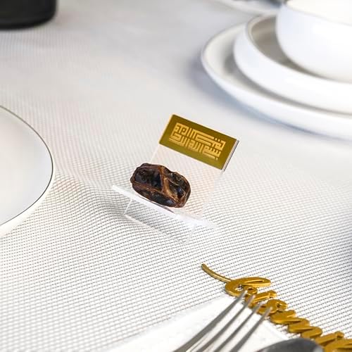 Ramadan Date Holder, Bismillah Islamic Calligraphy, Iftar Party, Ramadan Table Decoration, Eid Mubarak Gift (6 Pcs, Kufic Design, Gold) - Image 3