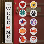 Perfnique Interchangeable Welcome sign for front porch standing, 47 x 7.9 Inch Black Wooden Leaner Sign with 10 Interchangeable Designed Icons, Modern Farmhouse Rustic Seasonal Decor for Spring Easter Fall Christmas (White) by PERFNIQUE