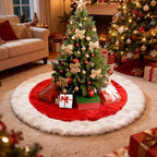 36 Inch Christmas Tree Skirt Holiday Part Decorations for Christmas Tree, Xmas Tree Decorations Red and White Plush Tree Shirt for Holiday Party Ornament Rustic Farmhouse Decorations - Image 4
