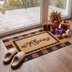 2 Pcs Fall Welcome Mat for Front Door Layered Buffalo Plaid Outdoor Rug - Image 6