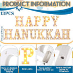 Aurelema 13 Pcs Hanukkah Decorations Happy Hanukkah LED Letter Lights Sign - Image 3