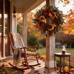 HipTree 24 Inch Fall Sunflower Hydrangea Wreath Autumn Front Door Wreath - Image 6