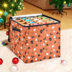 YETTASBIN Halloween Ghost Pumpkin Large Christmas Ornament Storage Box with Zipper & Adjustable Dividers, Storage Container with Lid & Handles for 64 Holiday Ornaments 3-Inch, 13 x 13 Inch by Unknown