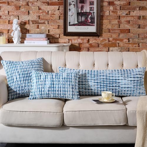 AmHoo Set of 2 Boho Chenille Pillow Cover Decorative Tufted Pillowcase for Couch Bed Sofa Bedroom Living Room Modern 18 x 18-Inch Sky Blue - Image 2