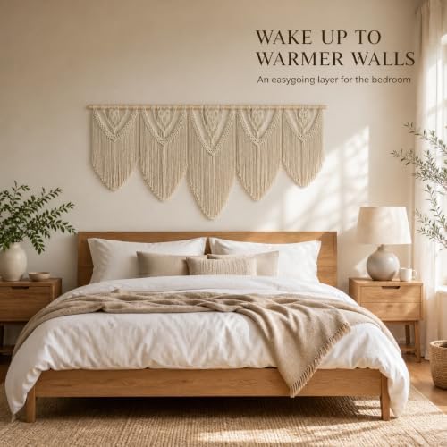 oiikain Extra Large Macrame Wall Hanging, 5-Piece Boho Decor, 73 x 32 Inch - Image 6