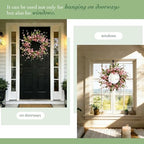 Solar Spring Wreath for Front Door Pre-lit 24inch 50LED Wreaths Spring Decorations for Home Outside Aftificial Pink Flower Wreaths Summer Decor Wreath for Wall Festival Decor(2402) - Image 5