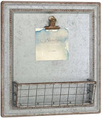 Stonebriar Rustic Galvanized Metal Magnetic Memo Board for Wall with Clip and Wire Basket by StonebriarCollection