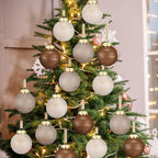 Yunlly 12 Pcs Neutral Christmas Ornament, Brown Ivory Beige, 3.15'' - Image 6
