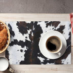 Cowhide Printed Placemats 12x18 Inch, Brown Black White Aztec Style Kitchen Dining Rustic Non-Slip Heat Resistant Table Runner 6 Pieces - Image 3