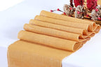 MDS® Pack of 20 Natural Burlap Table Runner, 12 x 72 Inch, Jute Rustic Farmhouse Boho Table Decor for Wedding Reception, Dining Table, Bridal Shower, Baby Shower & Party Decorations - Gold - Image 2