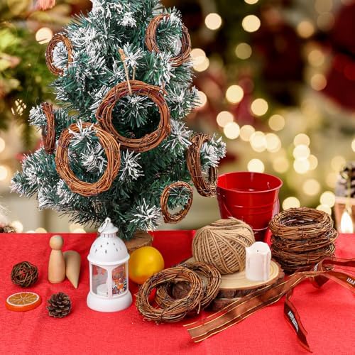 40 Pieces 4 Inch Natural Grapevine Wreath, Small Grapevine Wreaths, Vine Branch Wreath, for Christmas, Weddings, DIY Crafts, Parties and Festive Holiday Ornaments - Image 5