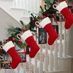 6Pack Red Christmas Stockings Traditional 20 Inch Large Vintage Christmas Stocking Polyester Plush Luxury Xmas Stocking for Family Holiday Party Decor and Xmas Tree Fireplace Mantle Pet - Image 6