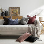 DEZENE Pack of 2 Grey Decorative Throw Pillow Covers 24x24 Cozy Soft Chenille Accent Vintage Square Couch Pillow Covers for Home Decor Bed Sofa Living Room - Image 7