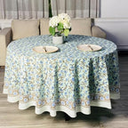 Ridhi Block Print Round Tablecloth Laurel Army Green 60 Inch 100% Cotton - Image 2