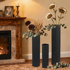 Black Tall Floor Vase - Set of 3 Large Metal Decorative Vases - Image 3