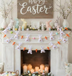 Marsui 2 Pas Easter Garland Felt Bunny Carrot Rabbit 6 Ft Wooden Beads Easter Banner Rustic Fireplace Garland Farmhouse Banner Mantel Decorations for Home Shelf Fireplace Wall Mantle Windows - Image 4