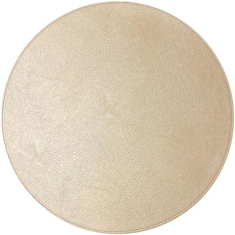 Placemats Set of 6 – Round 15” Faux Leather Table Mats for Dining, Heat Resistant & Non-Slip Washable Table, Indoor, Outdoor, Dining Table Set for 6, Modern Kitchen & Holiday Use, Champagne - Image 4