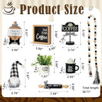 Coffee Bar Decor, 8 PCS Coffee Decorations for Table Tiered Tray Shelf - Image 3