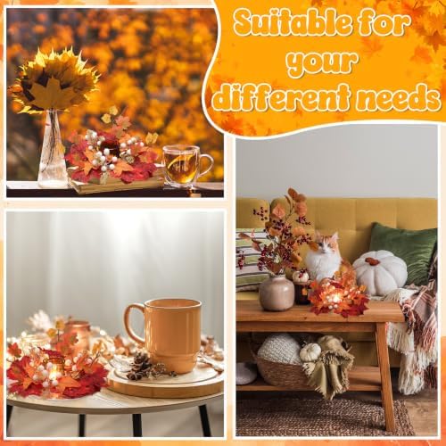 9 Sets Fall Candle Rings with Glass Votive Candle Holder Fall Centerpieces - Image 4