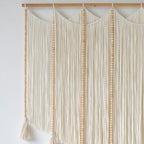 Jakalin Macrame Wall Hanging White Beads Yarn Art Boho Home Decor 57"x43" - Image 7