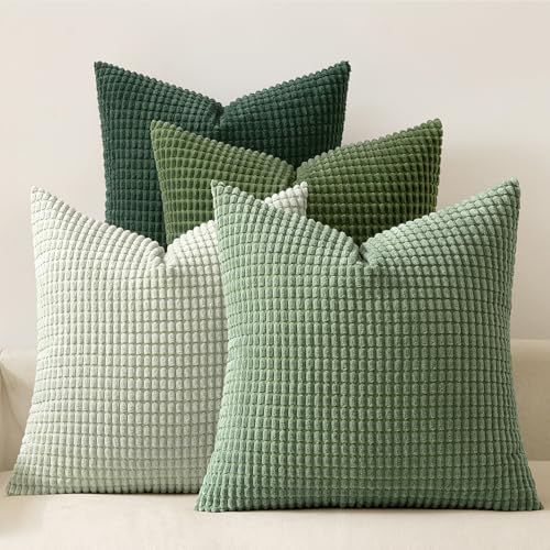 MIULEE Boho Decorative Pillow Covers 20x20 Inch Set of 4 Forest Green by MIULEE