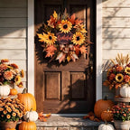 Fall Wreath for Front Door, Autumn Sunflower Wreath, Harvest Decor - Image 4