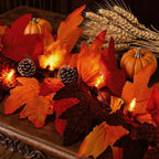 2Pack 9Ft 50 LED Maple Leaf Garland Battery Operated with Timer,8 Modes Waterproof Fall Decorations for Home Fall Garland with Lights for Fall Thanksgiving Table Harvest Home Indoor Decorations - Image 3