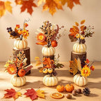 YLOLUL Set of 6 Mini Fall Pumpkin Floral Table Centerpiece Decoration - Image 4